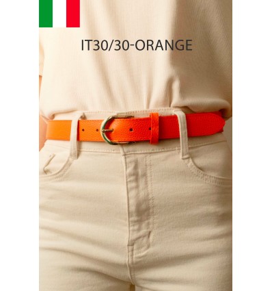 Ceinture femme bouclé dorée en cuir grainé 3 cm de large - 1