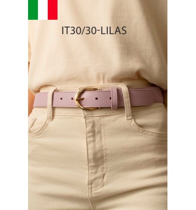 Ceinture femme bouclé dorée en cuir grainé 3 cm de large - 1