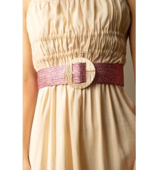 Ceinture raphia en paille élastiqué boucle en métal - 15