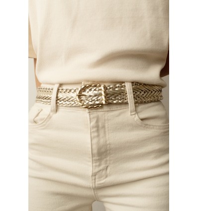 Ceinture femme tressé 3,5cm de large avec boucle métal - 1