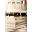 Ceinture femme bouclé dorée ovale en cuir daim 3 cm de large