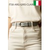 Ceinture femme boucle argenté en cuir grainé 3 cm de large - 1