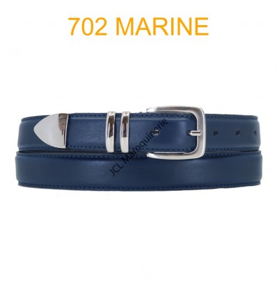 Ceinture en cuir de vachette fabrication francaise 702 Marine