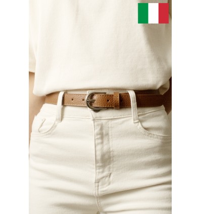 Ceinture femme en cuir de vachette 2,5 cm de large Fabriqué en Italie - 1
