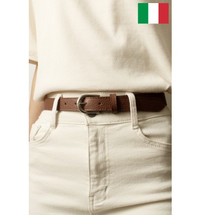 Ceinture femme en cuir de vachette 2,5 cm de large Fabriqué en Italie - 1