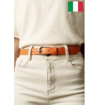 Ceinture femme en cuir de vachette 2,5 cm de large Fabriqué en Italie - 1