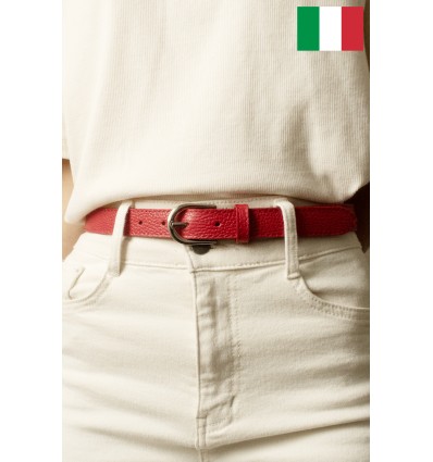 Ceinture femme en cuir de vachette 2,5 cm de large Fabriqué en Italie - 1