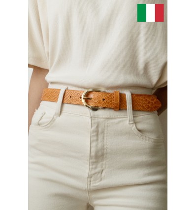 Ceinture femme en cuir impression lézard Fabriqué en Italie - 1