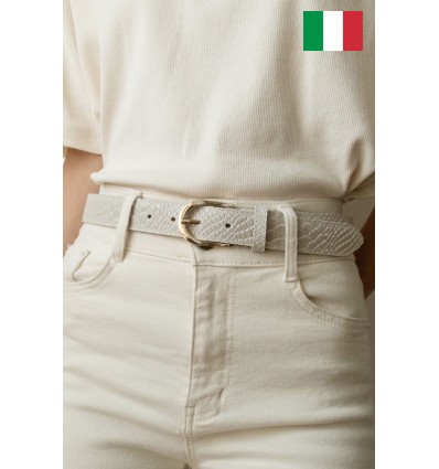 Ceinture femme en cuir impression lézard Fabriqué en Italie - 1