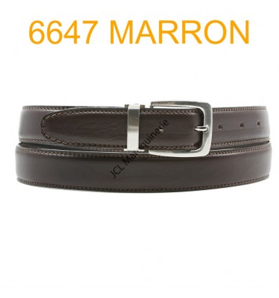 Ceinture en cuir de vachette fabrication francaise 6647 Marron