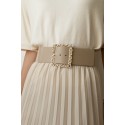 Ceinture large élastique boucle dorée ecru