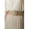 Ceinture large élastique boucle dorée ecru - 2