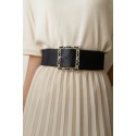 Ceinture large élastique boucle dorée noir