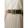 Ceinture large élastique boucle dorée kaki - 2