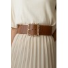 Ceinture large élastique boucle dorée beige - 1
