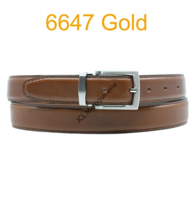 Ceinture en cuir de vachette fabrication francaise 6647 Camel