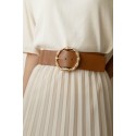 Ceinture large élastique boucle dorée marron