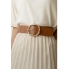 Ceinture large élastique boucle dorée marron - 2