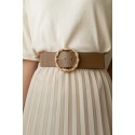 Ceinture large élastique boucle dorée beige