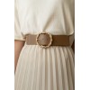 Ceinture large élastique boucle dorée beige - 2