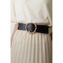 Ceinture large élastique boucle dorée noir