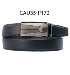 Ceinture automatique boucle crémaillère sans trous en croute de cuir de vachette 3.5 cm - 4