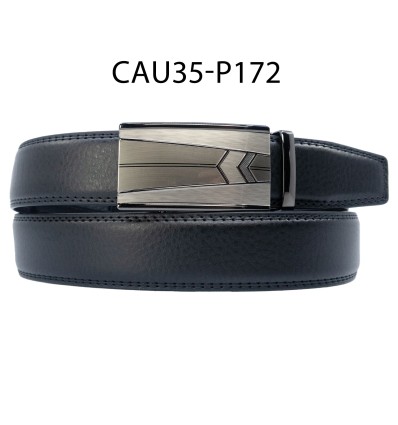 Ceinture automatique boucle crémaillère sans trous en croute de cuir de vachette 3.5 cm - 4