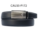 Ceinture automatique boucle crémaillère sans trous en croute de cuir de vachette 3.5 cm
