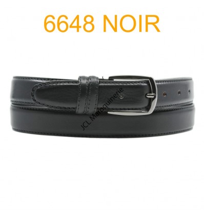 Ceinture en cuir de vachette fabrication francaise 6648 noir