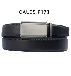 Ceinture automatique boucle crémaillère sans trous en croute de cuir de vachette 3.5 cm - 4