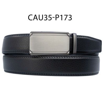 Ceinture automatique boucle crémaillère sans trous en croute de cuir de vachette 3.5 cm - 4