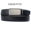 Ceinture automatique boucle crémaillère sans trous en croute de cuir de vachette 3.5 cm - 4