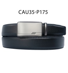 Ceinture automatique boucle crémaillère sans trous en croute de cuir de vachette 3.5 cm - 4