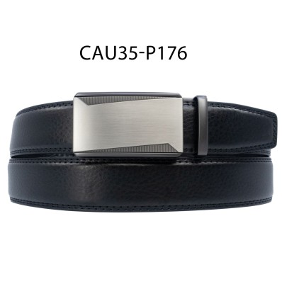 Ceinture automatique boucle crémaillère sans trous en croute de cuir de vachette 3.5 cm - 4