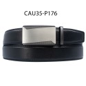 Ceinture automatique boucle crémaillère sans trous en croute de cuir de vachette 3.5 cm