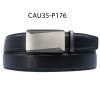 Ceinture automatique boucle crémaillère sans trous en croute de cuir de vachette 3.5 cm - 4