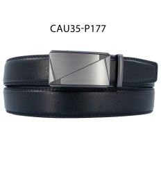 Ceinture automatique boucle crémaillère sans trous en croute de cuir de vachette 3.5 cm - 4