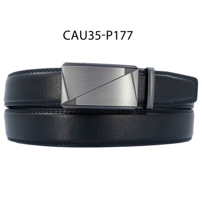 Ceinture automatique boucle crémaillère sans trous en croute de cuir de vachette 3.5 cm - 4