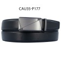 Ceinture automatique boucle crémaillère sans trous en croute de cuir de vachette 3.5 cm