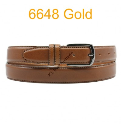 Ceinture en cuir de vachette fabrication francaise 6648 Camel