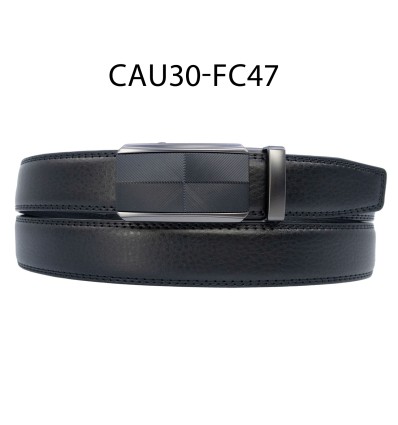 Ceinture automatique boucle crémaillère sans trous en croute de cuir de vachette 3 cm - 4
