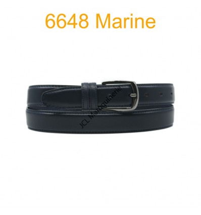 Ceinture en cuir de vachette fabrication francaise 6648 Marine