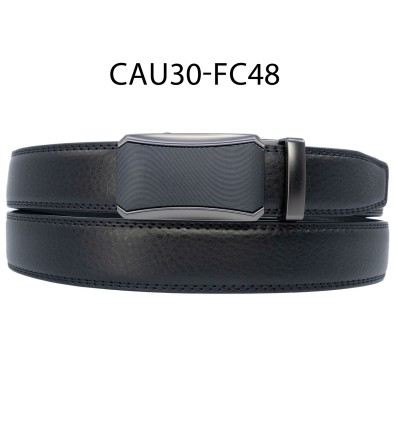 Ceinture automatique boucle crémaillère sans trous en croute de cuir de vachette 3 cm - 4