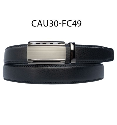 Ceinture automatique boucle crémaillère sans trous en croute de cuir de vachette 3 cm - 4