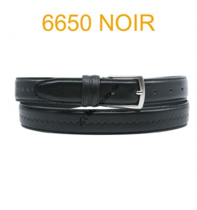 Ceinture en cuir de vachette fabrication francaise 6650 noir