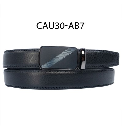 Ceinture automatique boucle crémaillère sans trous en croute de cuir de vachette 3 cm - 4
