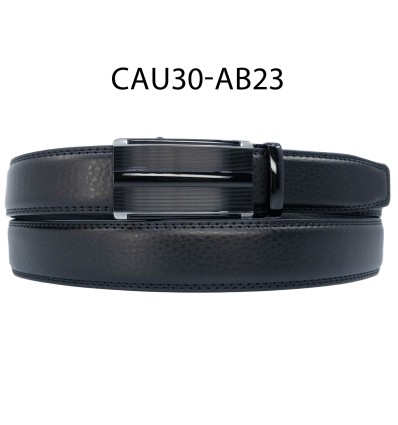 Ceinture automatique boucle crémaillère sans trous en croute de cuir de vachette 3 cm - 4
