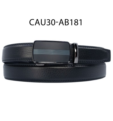 Ceinture automatique boucle crémaillère sans trous en croute de cuir de vachette 3 cm - 4