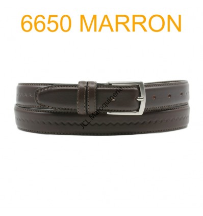 Ceinture en cuir de vachette fabrication francaise 6650 Marron