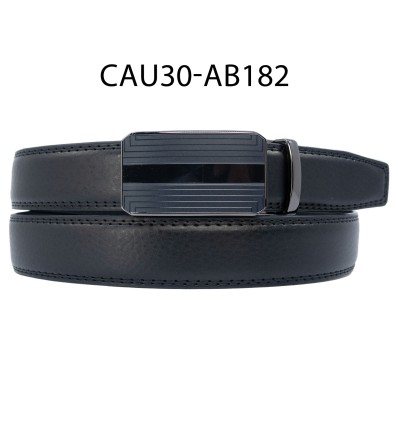 Ceinture automatique boucle crémaillère sans trous en croute de cuir de vachette 3 cm - 4